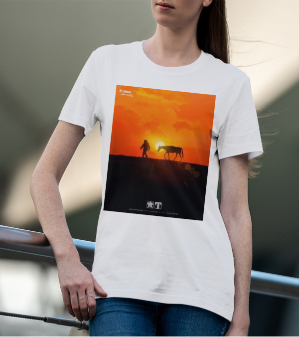 Houston Space City Cowboy With Horse At Sunrise T-Shirt