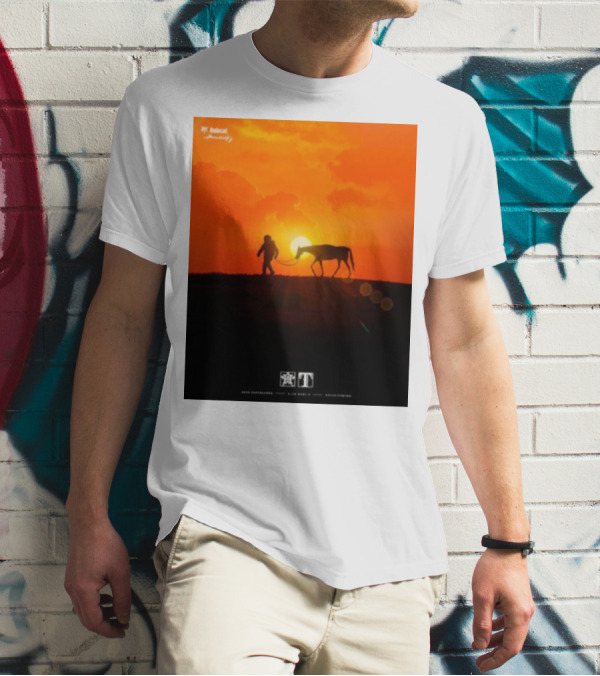 Houston Space City Cowboy With Horse At Sunrise T-Shirt