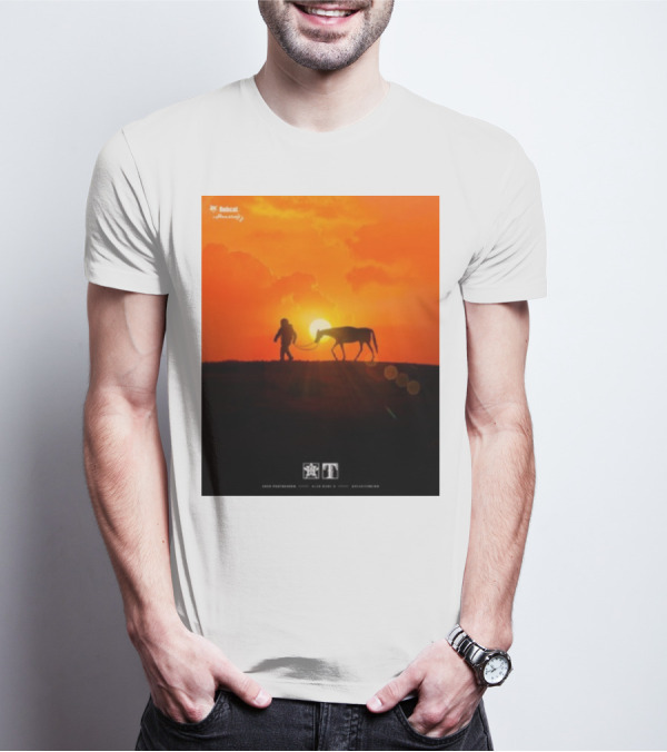 Houston Space City Cowboy With Horse At Sunrise T-Shirt