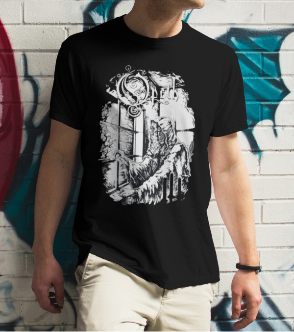 Opet Hooded Figure At Gothic Windowpane T-Shirt