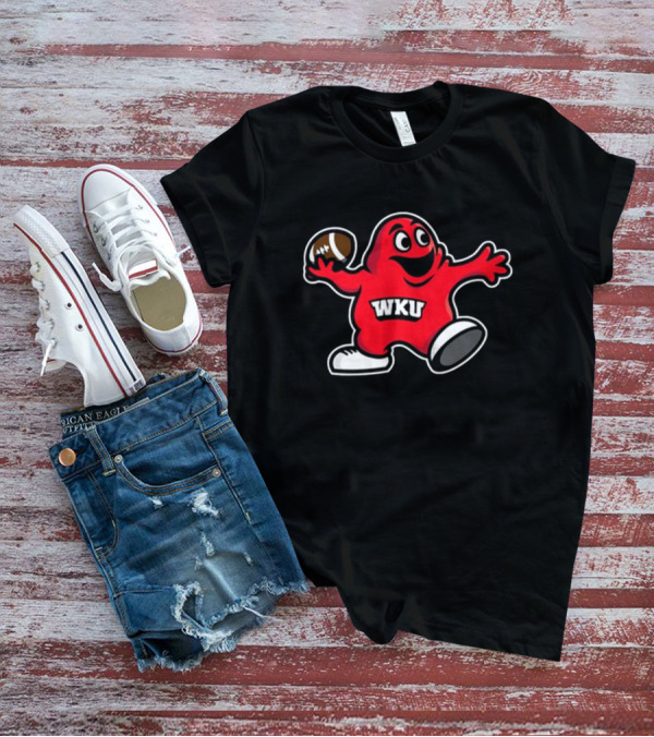 WKU Football Big Red Mascot Quarterback Holding Football T-Shirt