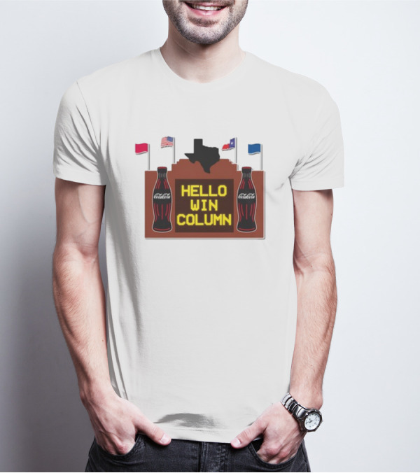 Coca-Cola Hello Win Column Texas Flags Retro T-Shirt