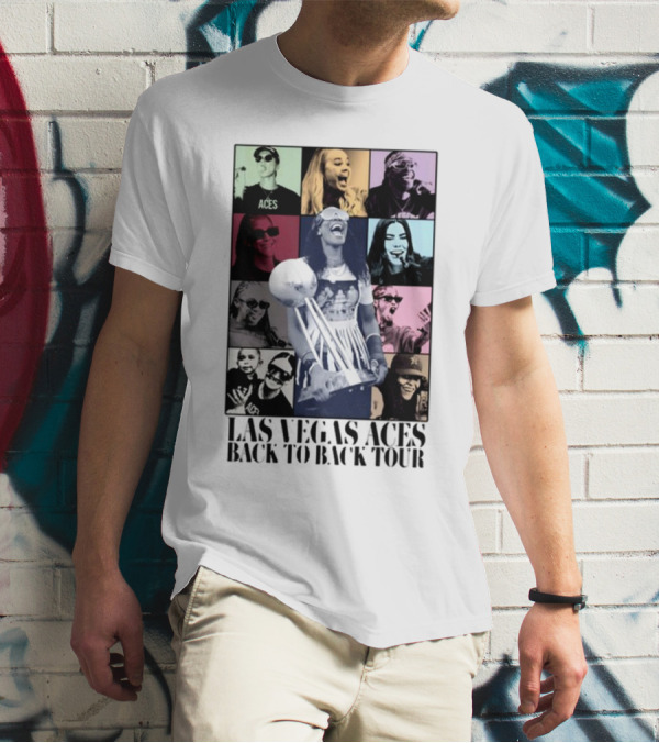 Las Vegas Aces Back To Back Tour Celebration Photography Collage T-Shirt