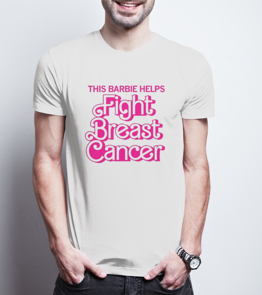 Raygunsite Barbie Breast Cancer Awareness Support T-Shirt