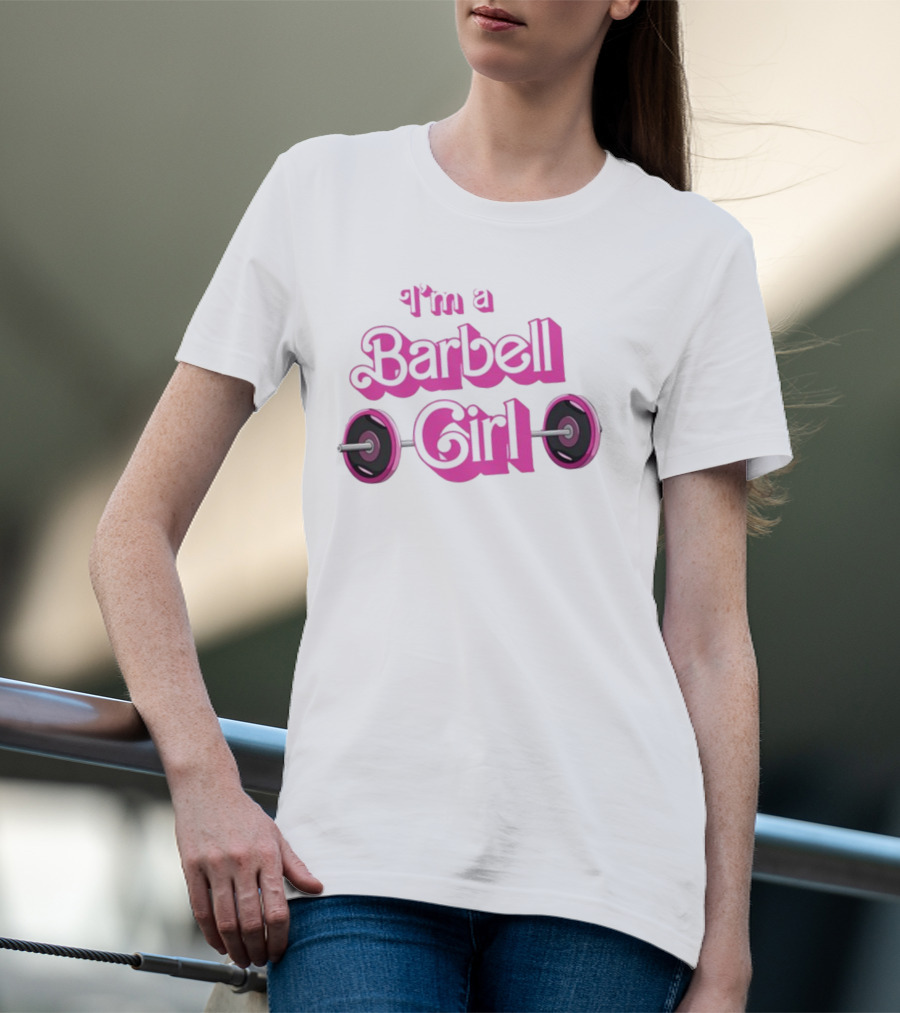 Papa Swolio I'm A Barbell Girl Pink Weightlifting T-Shirt