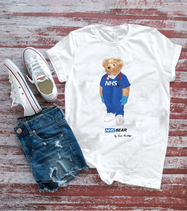 NHS Bear Blue Scrubs With Stethoscope And Gloves T-Shirt