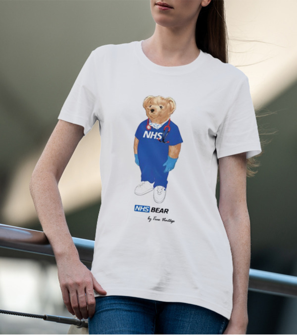 NHS Bear Blue Scrubs With Stethoscope And Gloves T-Shirt