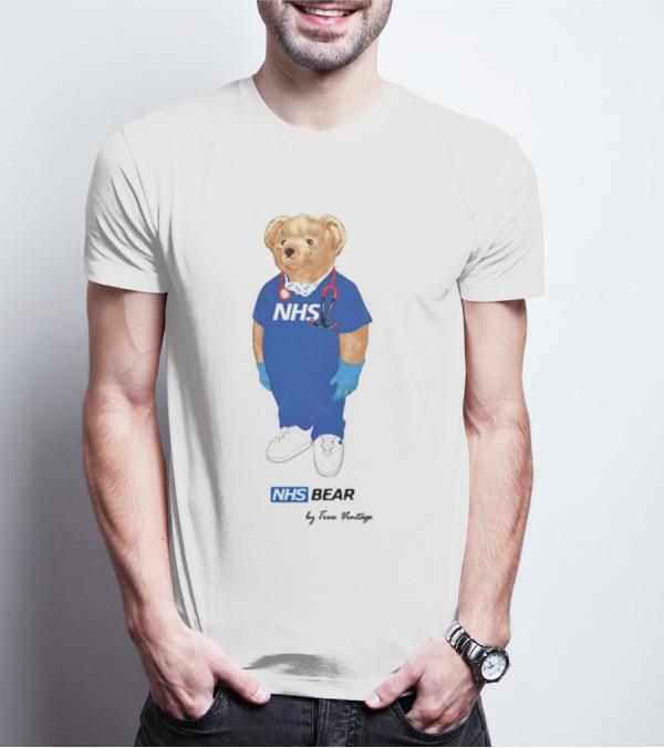 NHS Bear Blue Scrubs With Stethoscope And Gloves T-Shirt