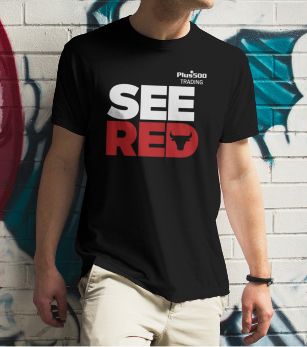 See Red Plus500 Trading Bull Icon T-Shirt