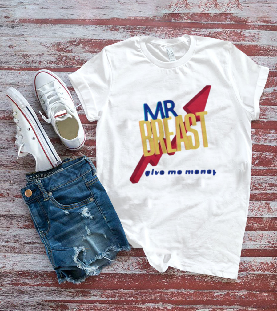 Mr Breast Give Me Money Retro Style Iconic T-Shirt