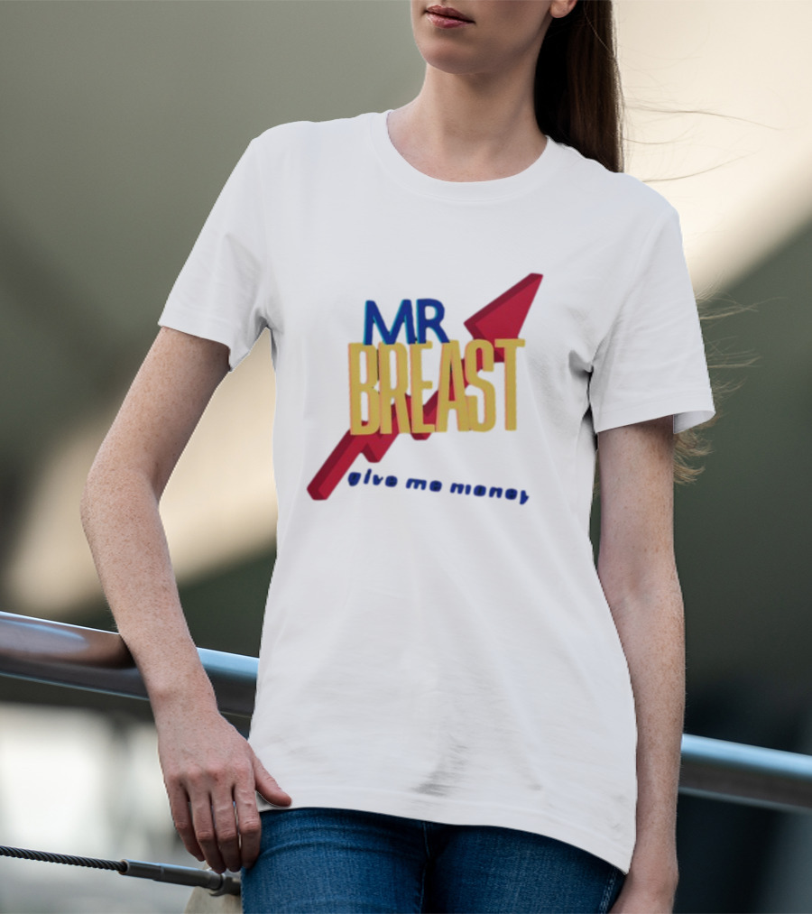 Mr Breast Give Me Money Retro Style Iconic T-Shirt