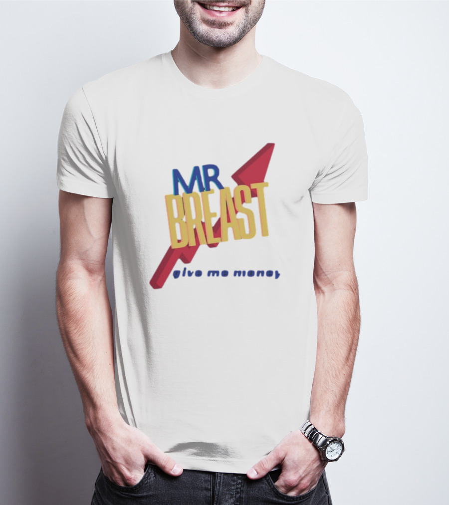 Mr Breast Give Me Money Retro Style Iconic T-Shirt