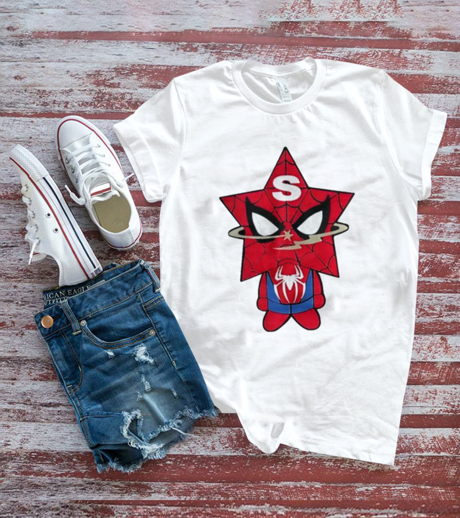 Star Character With Superhero Web Icon And Red Suit T-Shirt
