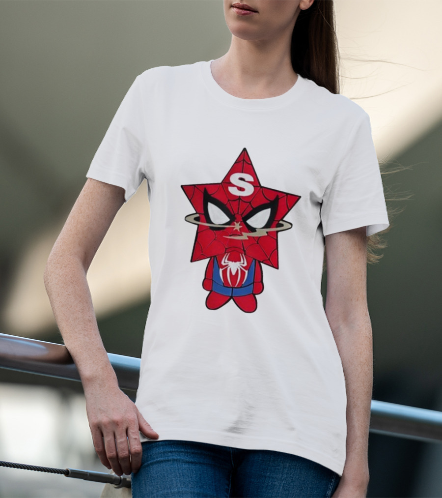 Star Character With Superhero Web Icon And Red Suit T-Shirt