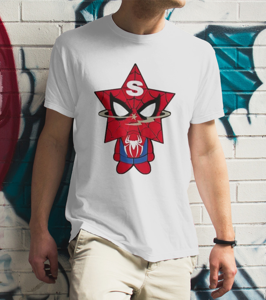 Star Character With Superhero Web Icon And Red Suit T-Shirt