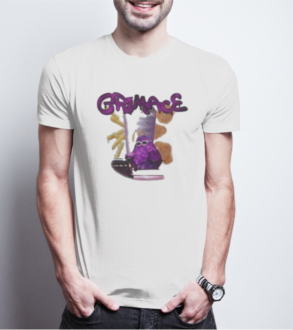 Grimace Giggle Grab Purple Character With Sunglasses T-Shirt