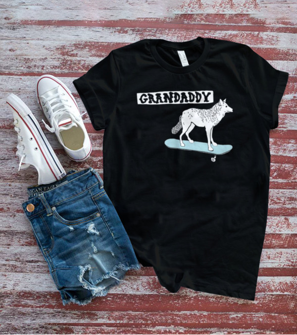Grandaddy Wolf On Skateboard Blu Wav T-Shirt
