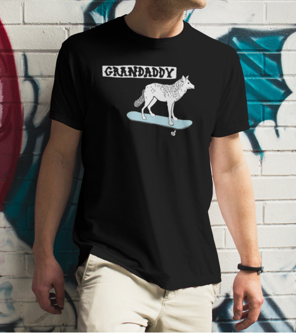 Grandaddy Wolf On Skateboard Blu Wav T-Shirt
