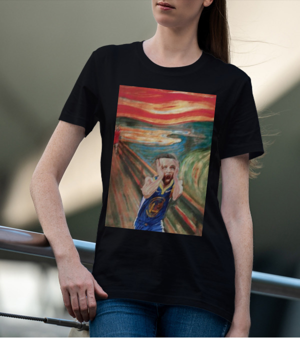 Curry The Scream Basketball Star Meets Iconic Painting Fusion T-Shirt