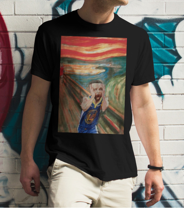 Curry The Scream Basketball Star Meets Iconic Painting Fusion T-Shirt