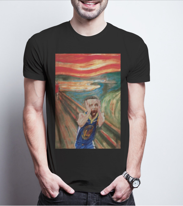 Curry The Scream Basketball Star Meets Iconic Painting Fusion T-Shirt