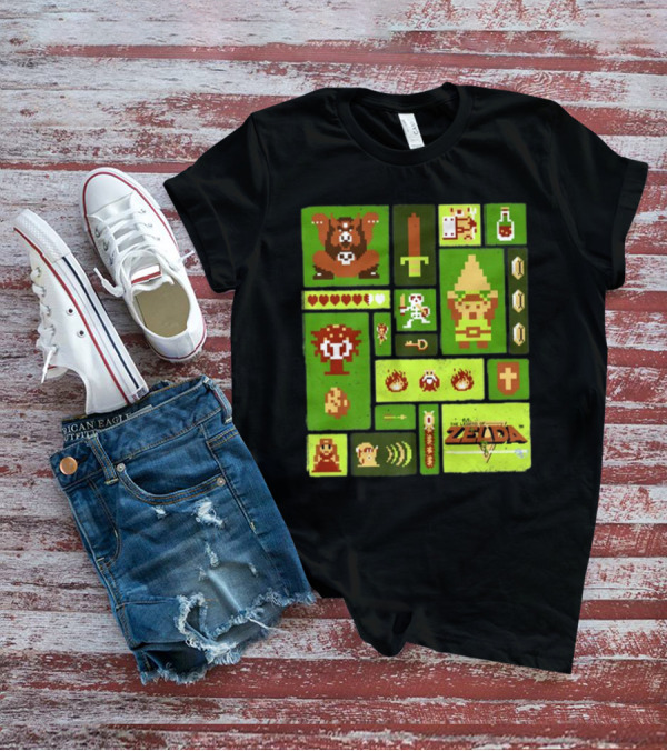 Kane Carter Legend Of Zelda Retro Pixel Collage T-Shirt