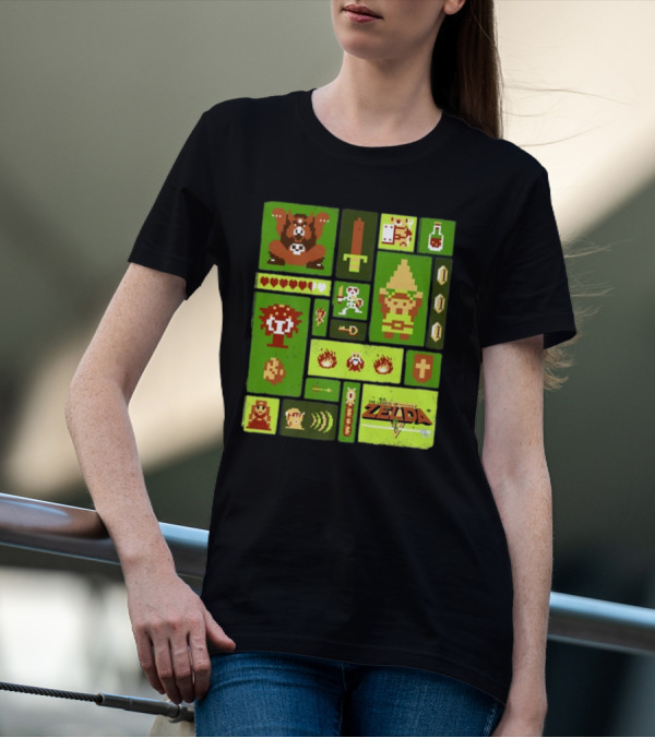 Kane Carter Legend Of Zelda Retro Pixel Collage T-Shirt