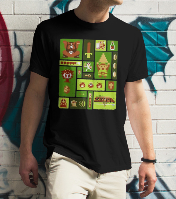Kane Carter Legend Of Zelda Retro Pixel Collage T-Shirt