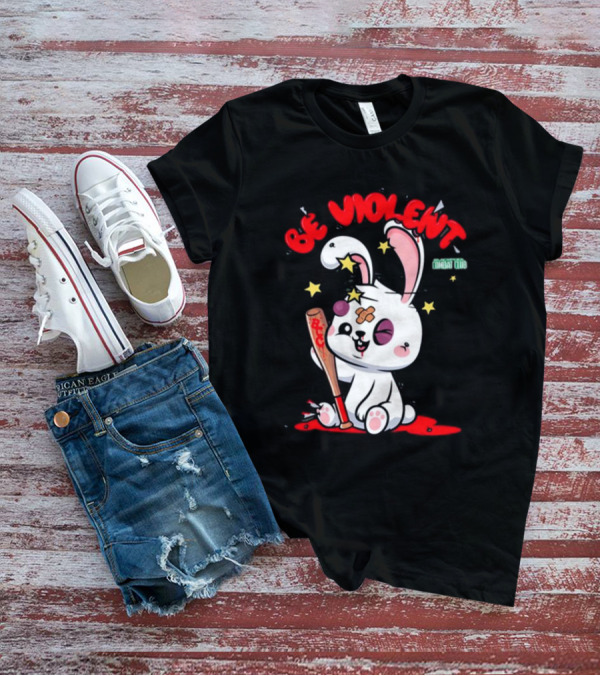 Be Violent Combat Club Rabbit With Bat T-Shirt
