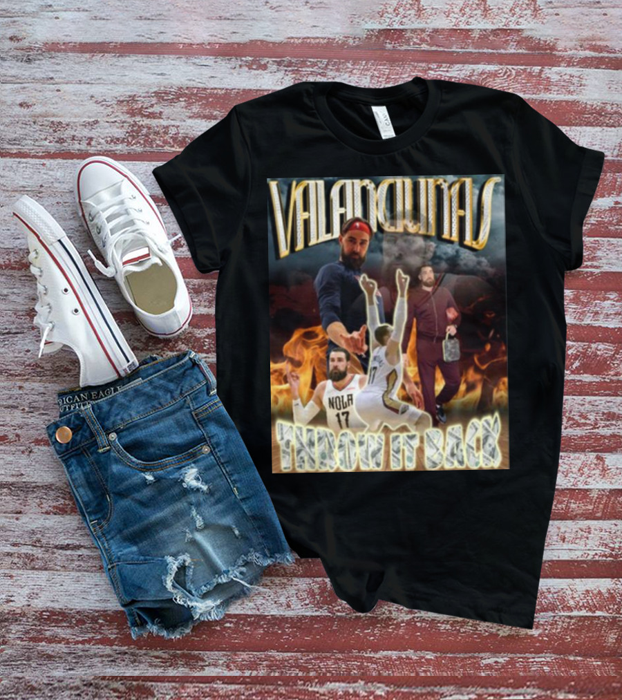 Valanciunas Throw It Back NOLA 17 Basketball Flames T-Shirt