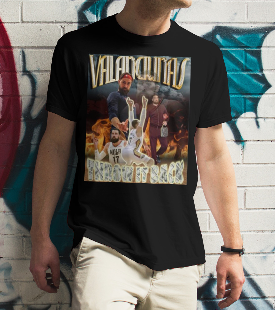 Valanciunas Throw It Back NOLA 17 Basketball Flames T-Shirt