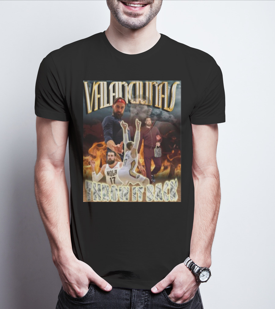 Valanciunas Throw It Back NOLA 17 Basketball Flames T-Shirt