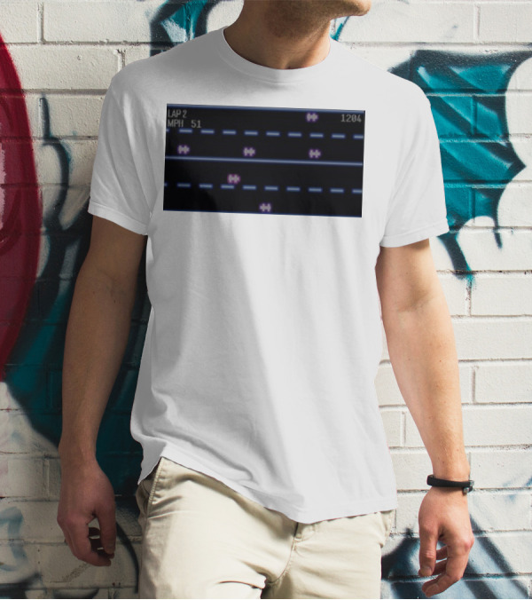 Midnight Motorist Game Lap 2 Mph 51 Score 1204 Retro Racing Pixels T-Shirt