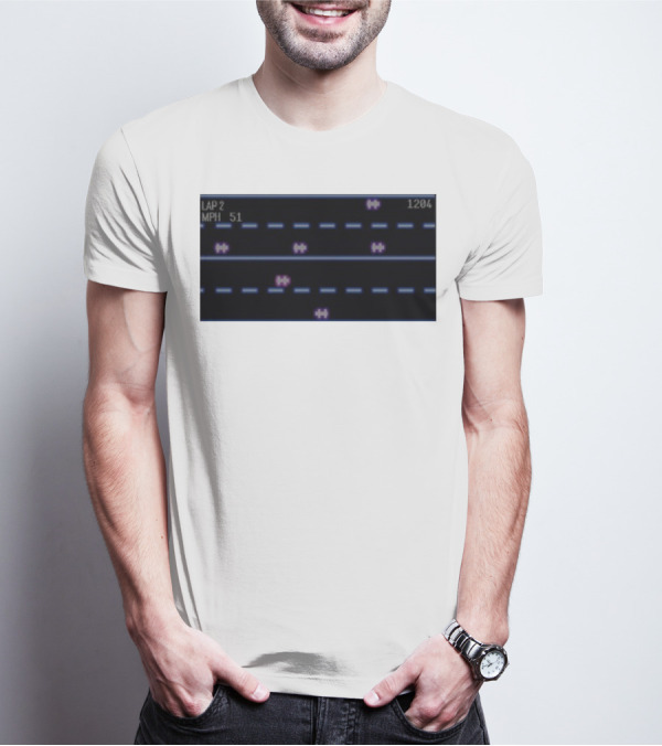 Midnight Motorist Game Lap 2 Mph 51 Score 1204 Retro Racing Pixels T-Shirt