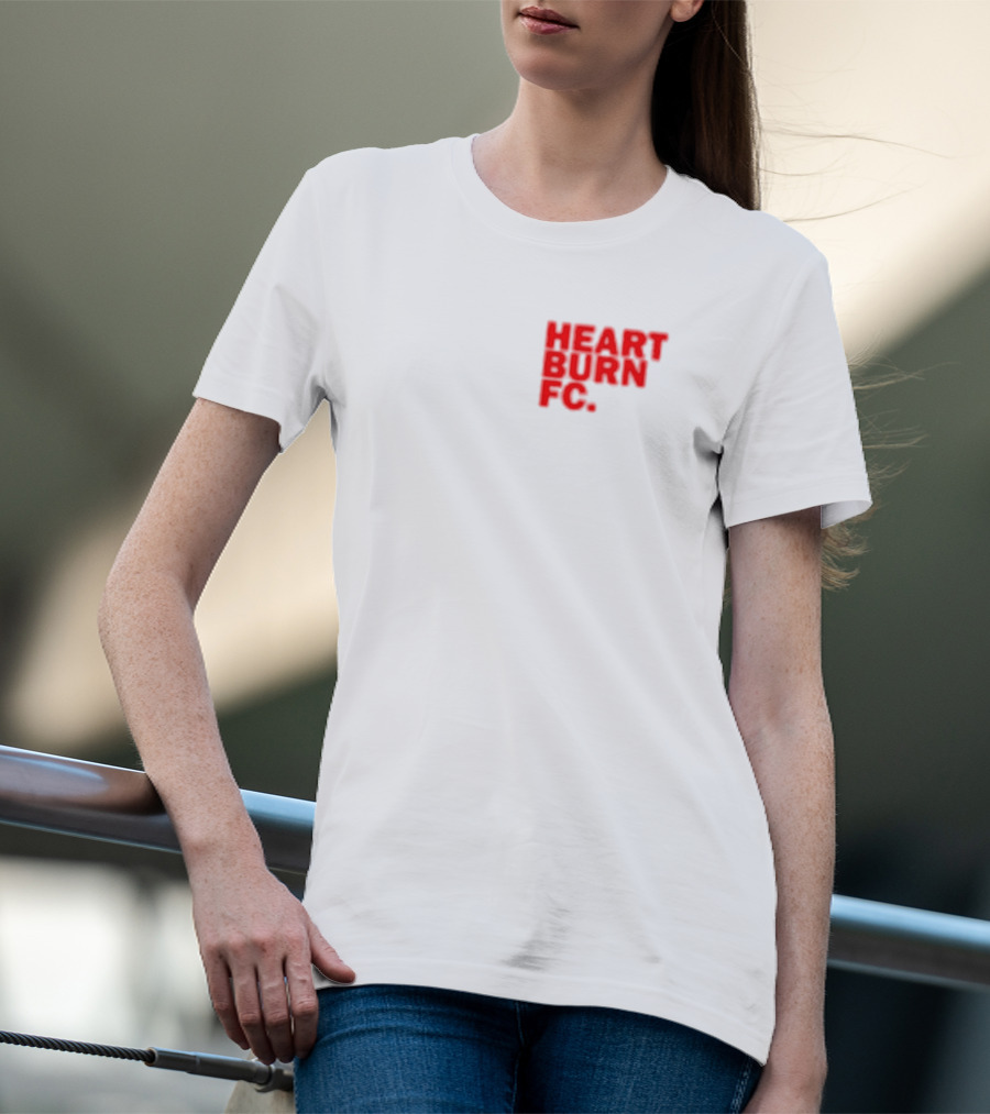 Redmancdesigns Heartburn FC Bold Red Text Minimalist T-Shirt