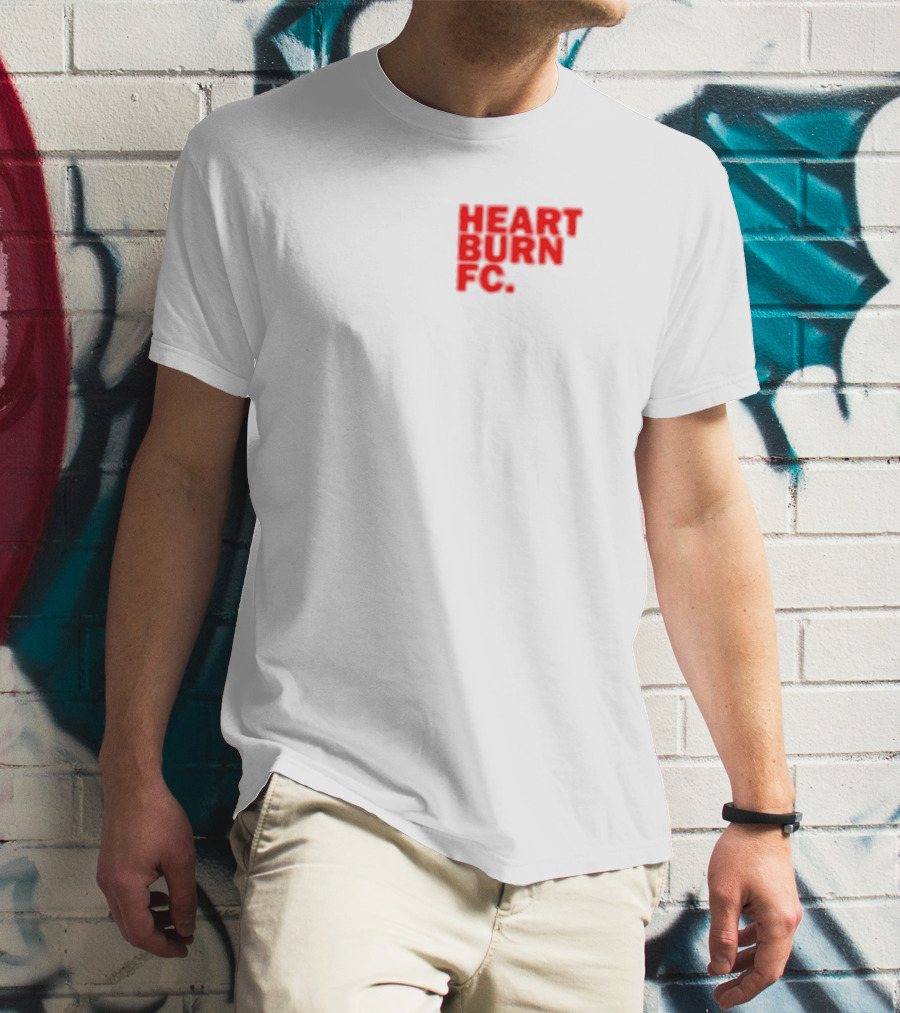 Redmancdesigns Heartburn FC Bold Red Text Minimalist T-Shirt