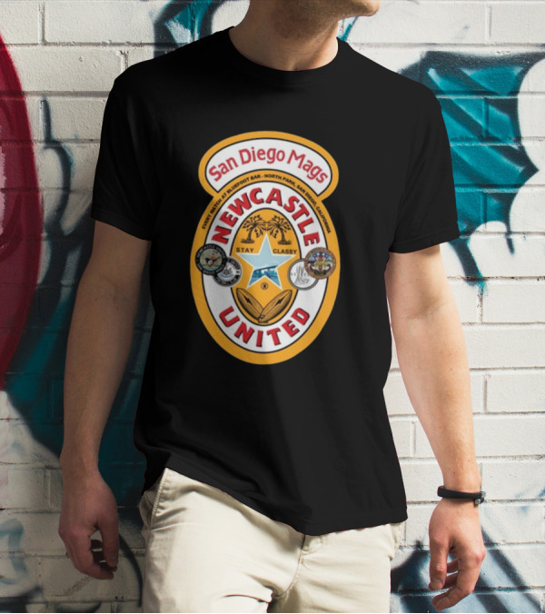 San Diego Mags Newcastle United Stay Classy So Cal Geordie Badge T-Shirt