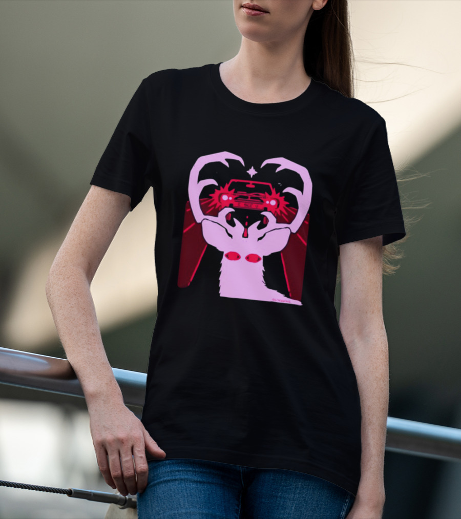 Eyes On The Back Of My Head Stagsbane Pink Deer Antlers Car Red Taillights T-Shirt