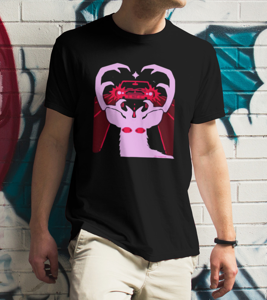 Eyes On The Back Of My Head Stagsbane Pink Deer Antlers Car Red Taillights T-Shirt
