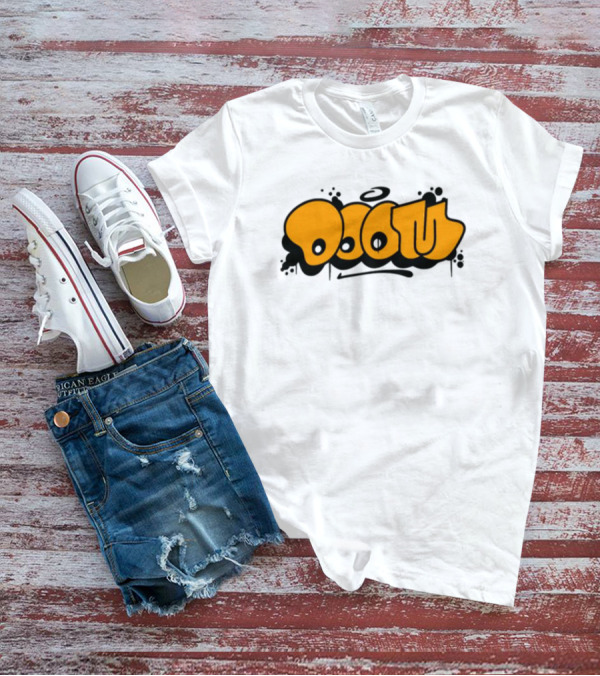Gasdrawls Doom Throw Black And Gold Bubble Lettering T-Shirt