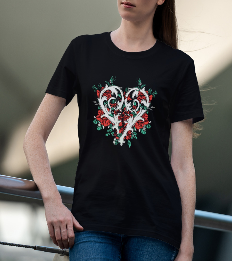 Ricky Olson Gothic Floral Heart T-Shirt