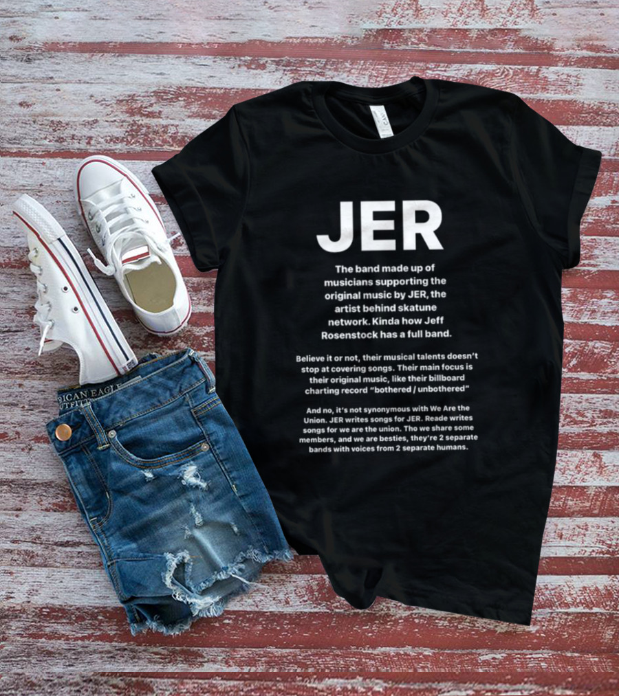 JER Skatunenetwork Band Supporting Original Music By JER Artist Behind Skatune Network Jeff Rosenstock Full Band T-Shirt