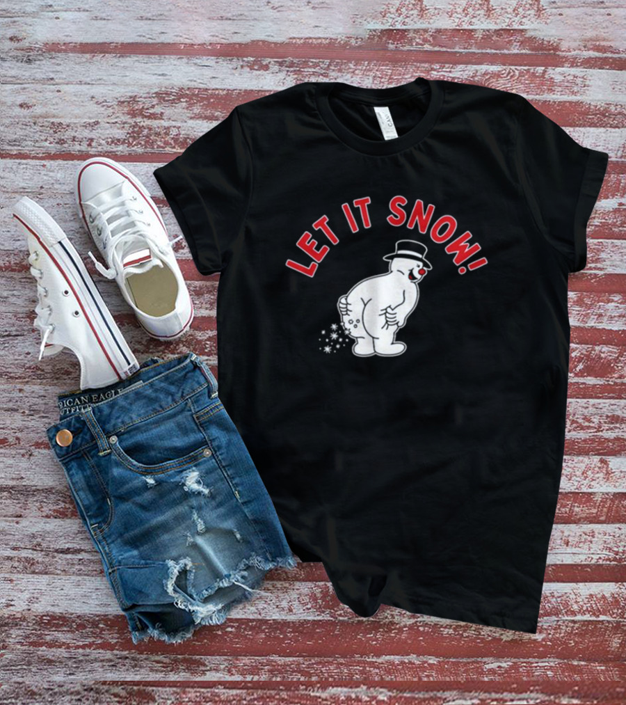 Let It Snow Snowman With Top Hat Fun T-Shirt