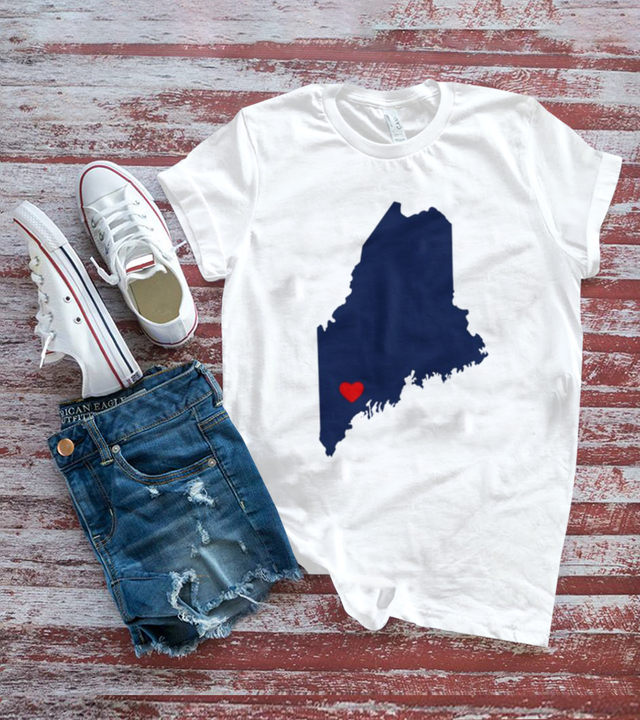 Lewiston Strong Maine Heart Map T-Shirt