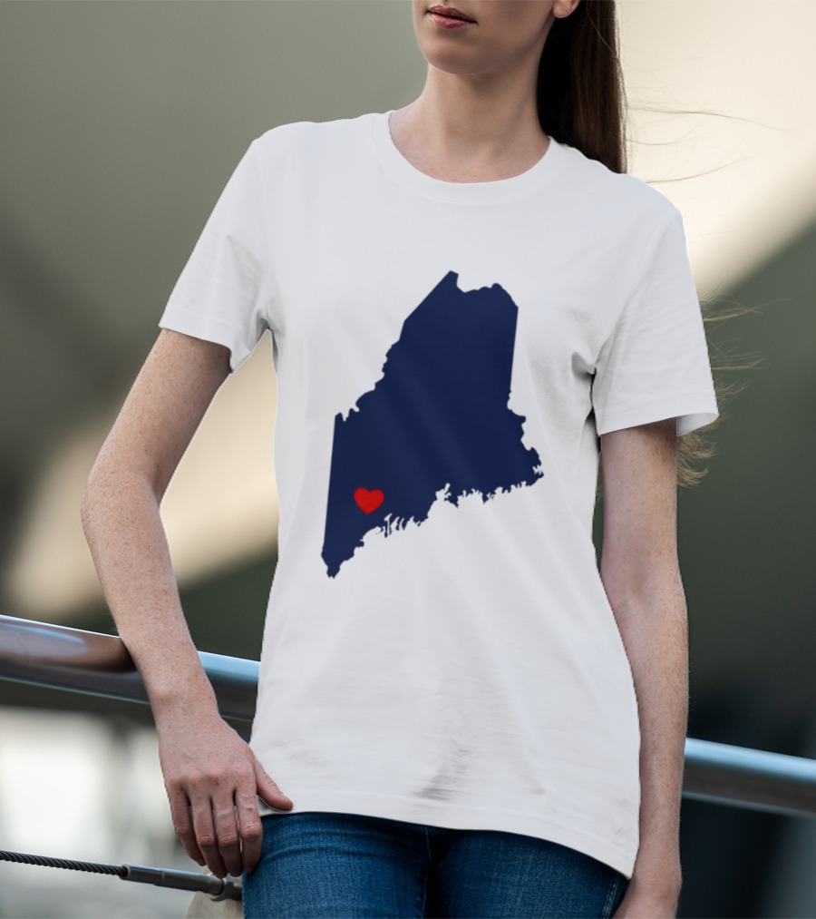 Lewiston Strong Maine Heart Map T-Shirt