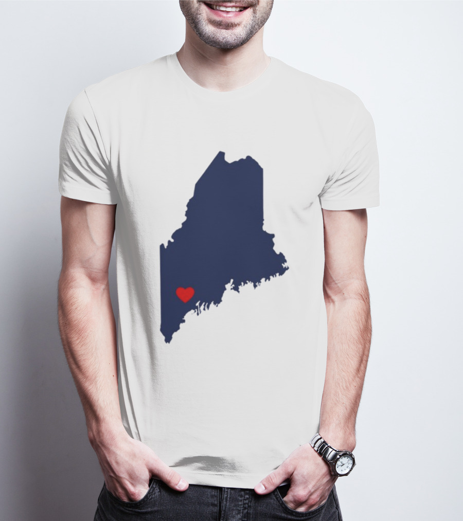 Lewiston Strong Maine Heart Map T-Shirt
