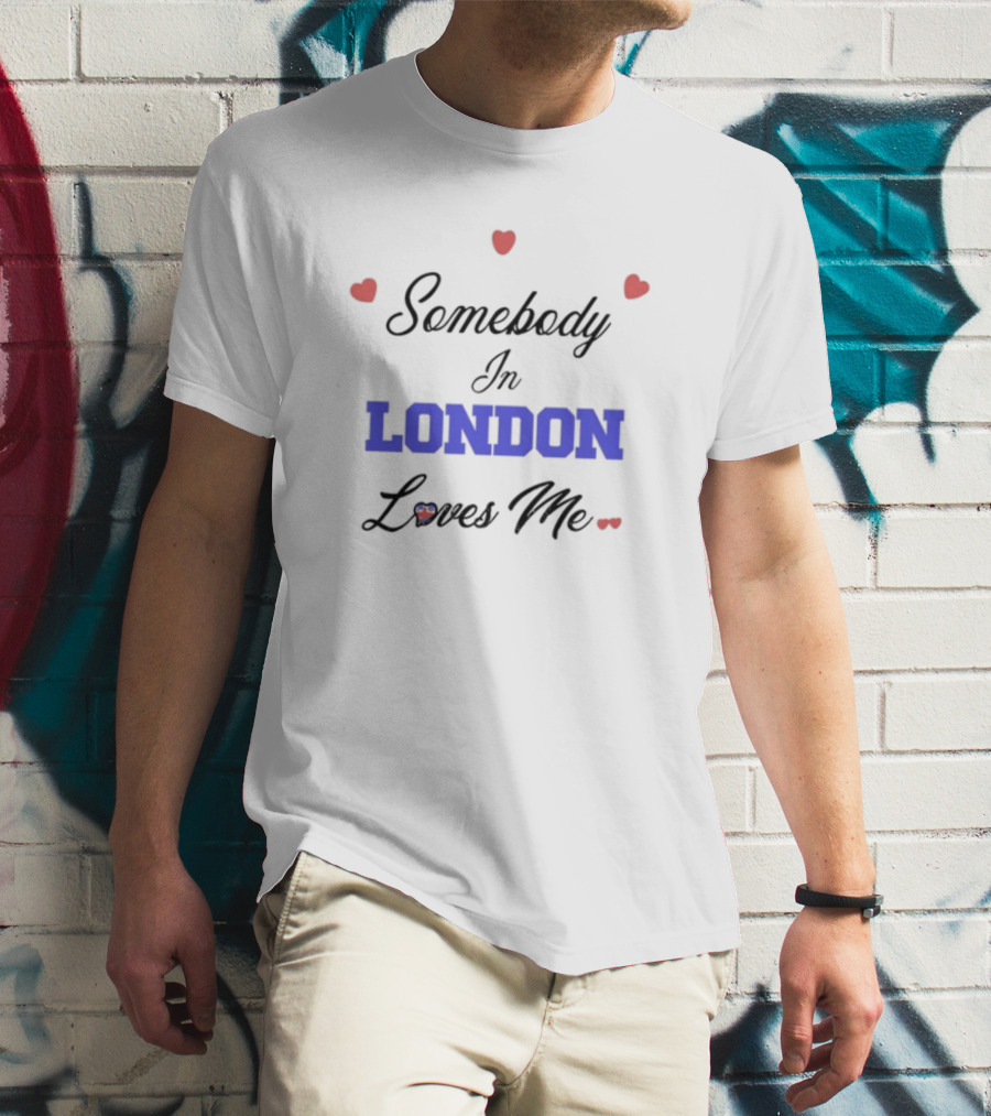 Somebody In London Loves Me Red Heart Accents T-Shirt