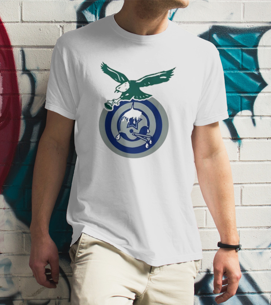 Philadelphia Eagles Bird Dropping Football On Dallas Cowboys Star T-Shirt