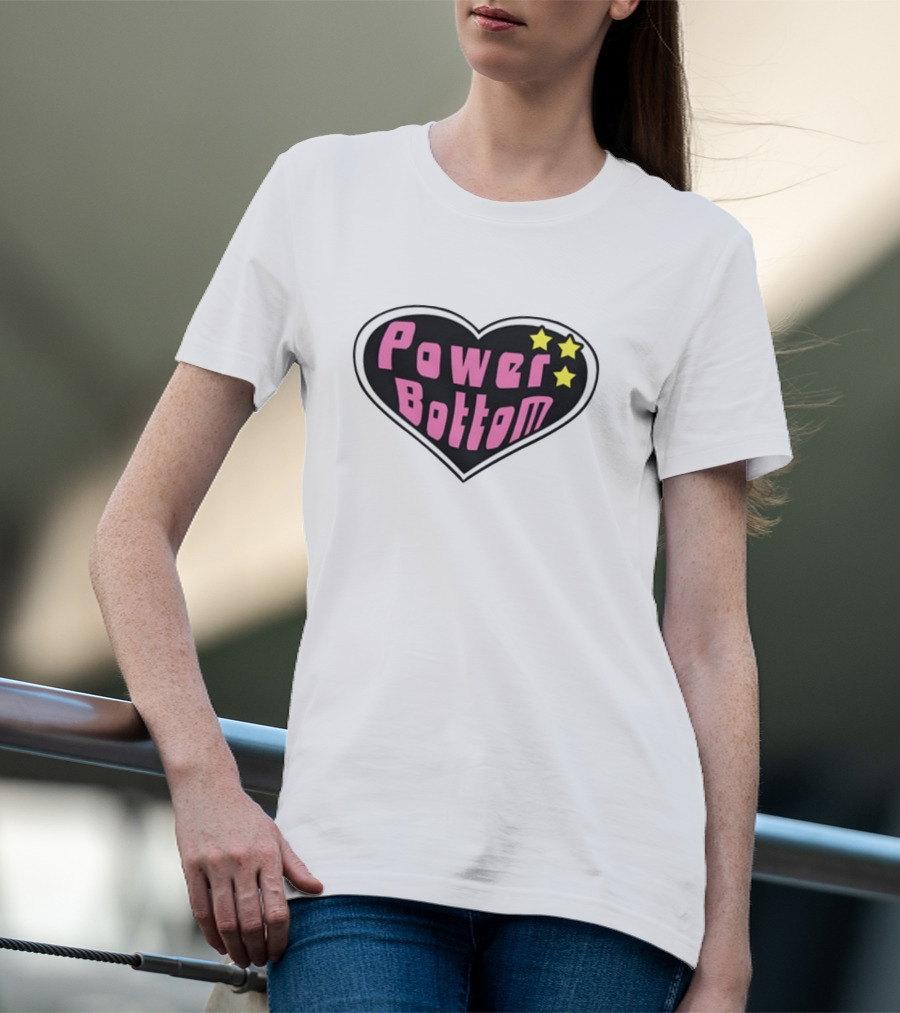 Power Bottom Heart Three Stars T-Shirt