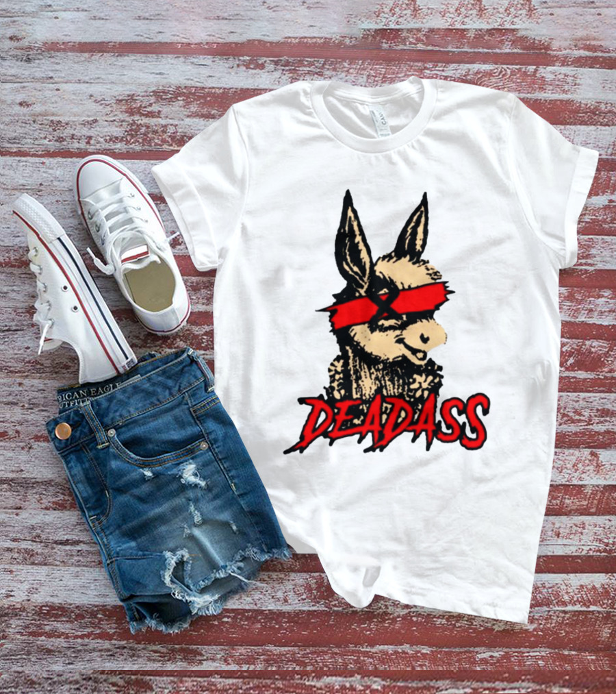 Deadass Red Blindfold Cartoon Donkey T-Shirt